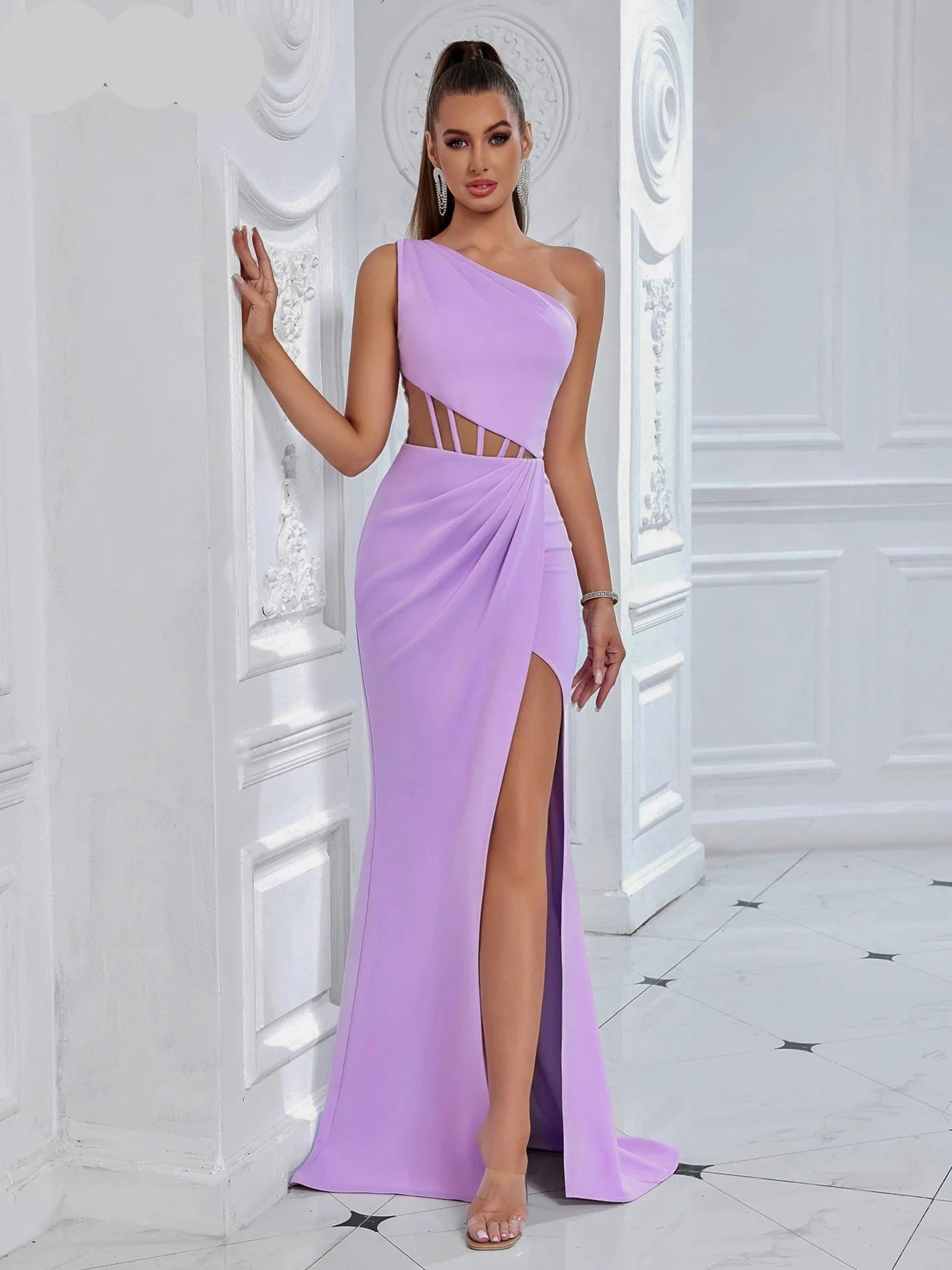 Olivia Women's One Shoulder Mesh Club Dress: Summer Sleeveless Draped Fashion, Sexy Dresses, Birthday Celebrity Party Outfits for Women