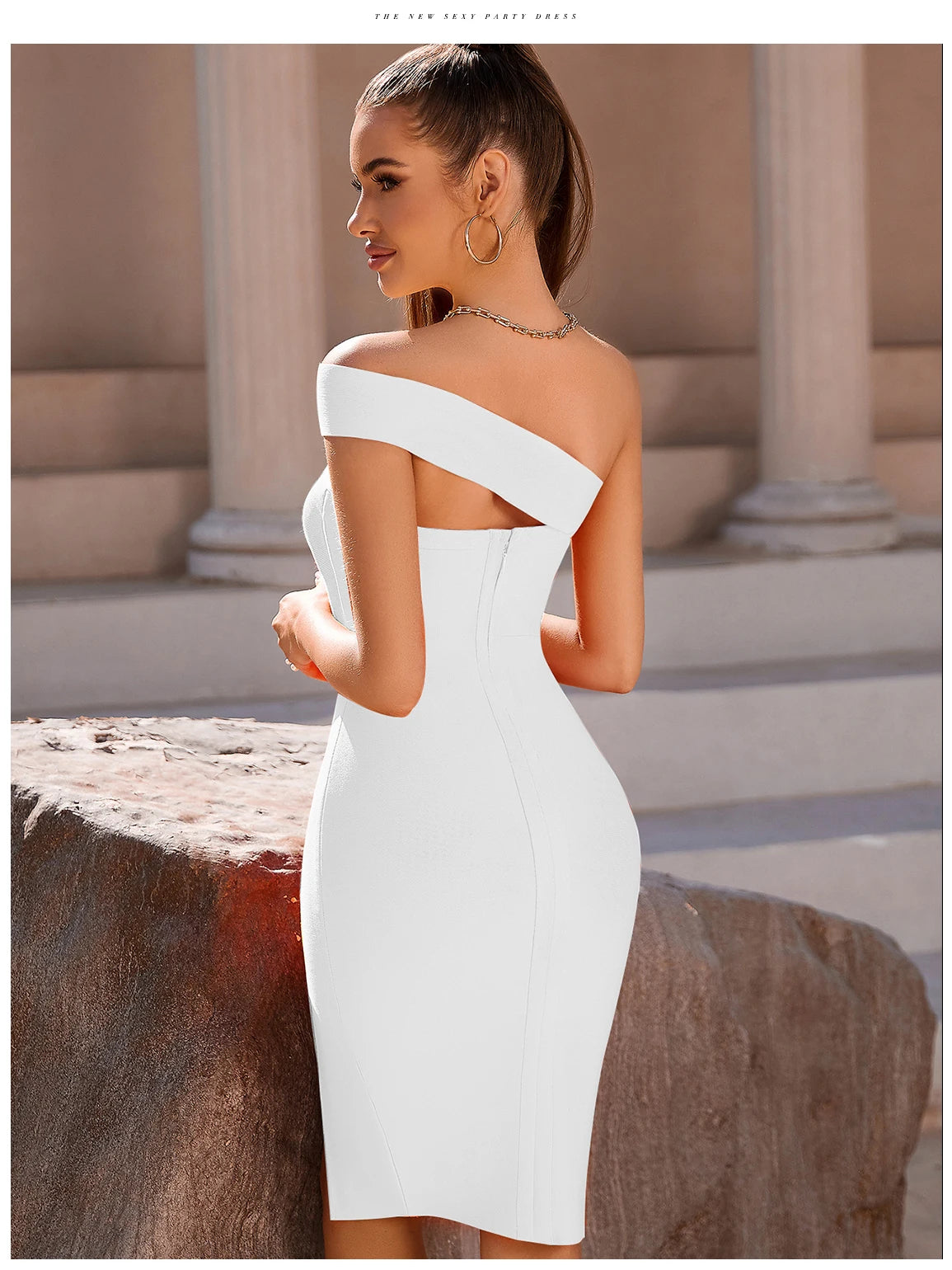 Olivia One Shoulder Backless Bandage Dress  Summer Sexy Split Thigh Bodycon Strapless Celebrity Runway Elegant Party Dresses