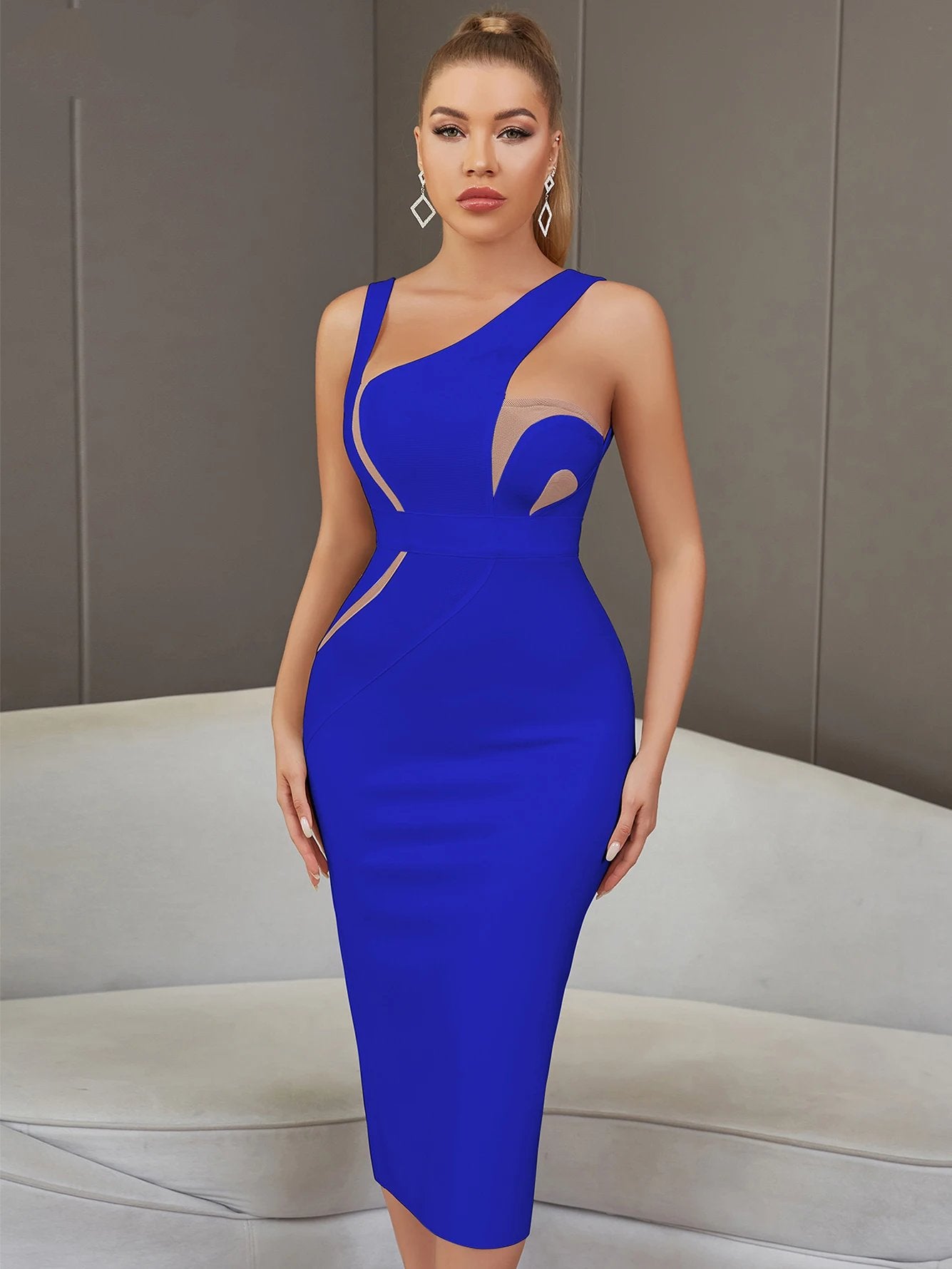 Olivia Sexy Backless White Midi Bodycon Bandage Dress Women Summer Tank Sleeveless Celebrity Elegant Evening Party Dress Outfits