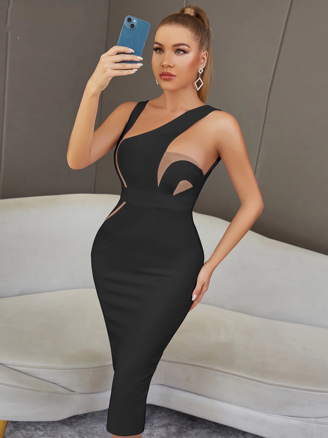 Olivia Sexy Backless White Midi Bodycon Bandage Dress Women Summer Tank Sleeveless Celebrity Elegant Evening Party Dress Outfits