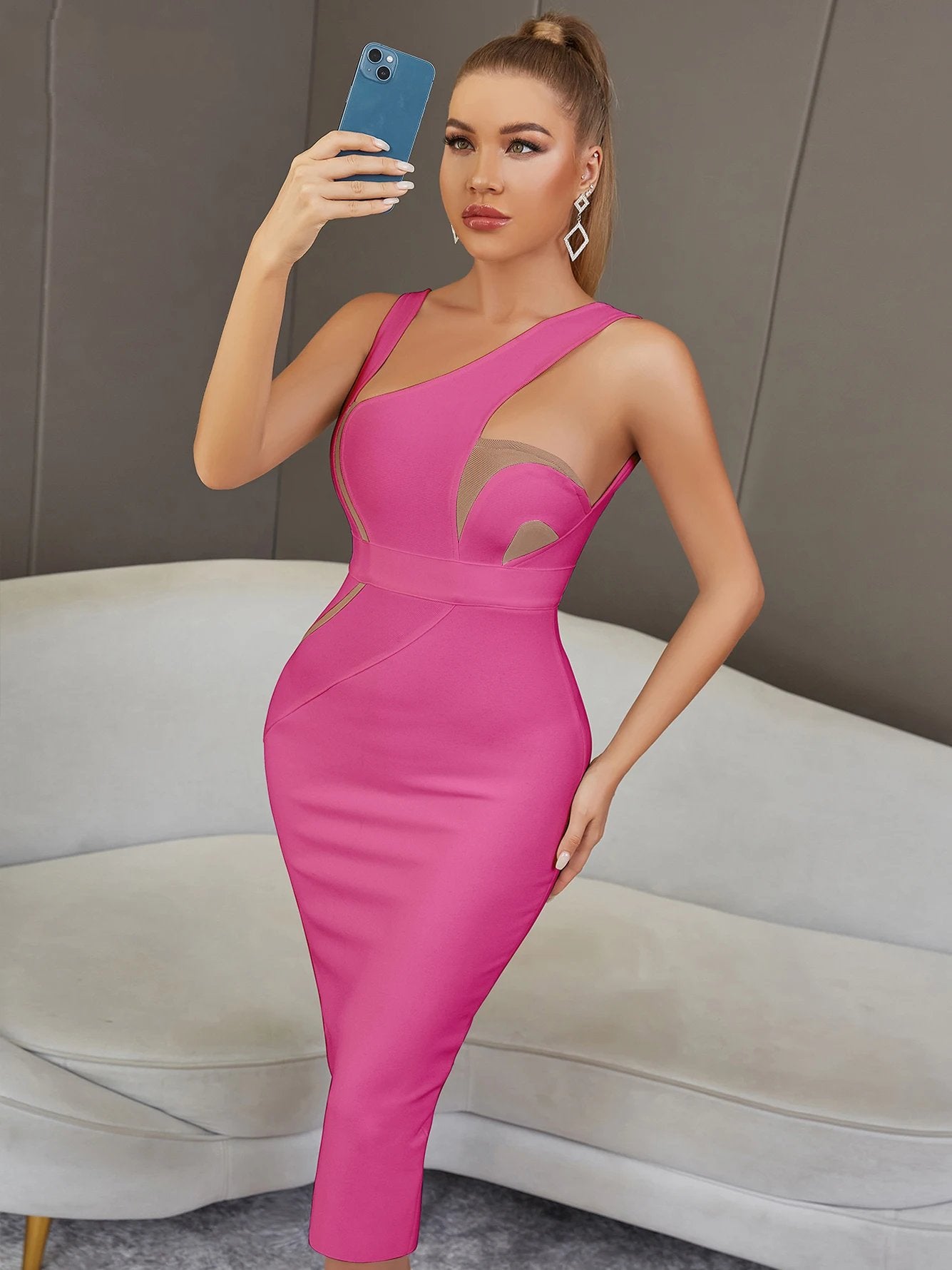 Olivia Sexy Backless White Midi Bodycon Bandage Dress Women Summer Tank Sleeveless Celebrity Elegant Evening Party Dress Outfits